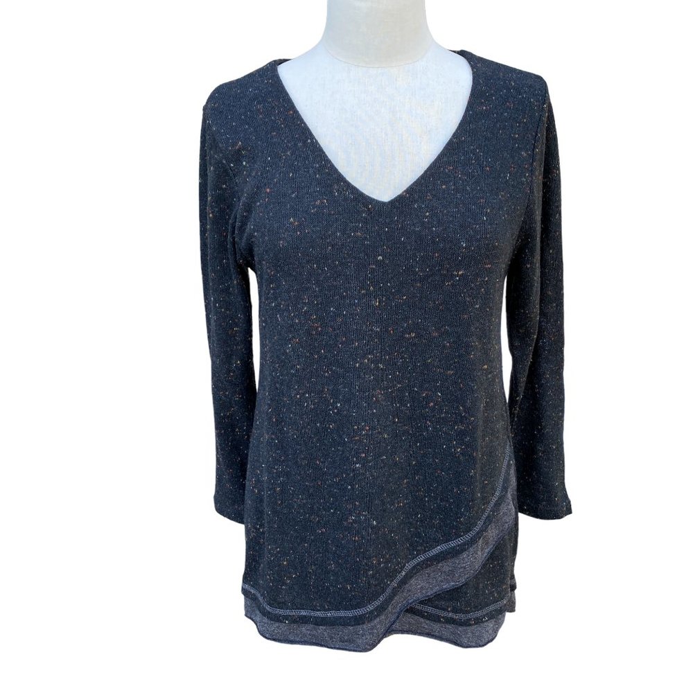 Yak n Yeti Sweater Dress Tunic Gray Speckled Asymmetrical Hem Long Sleeve Scandi - Picture 10 of 10